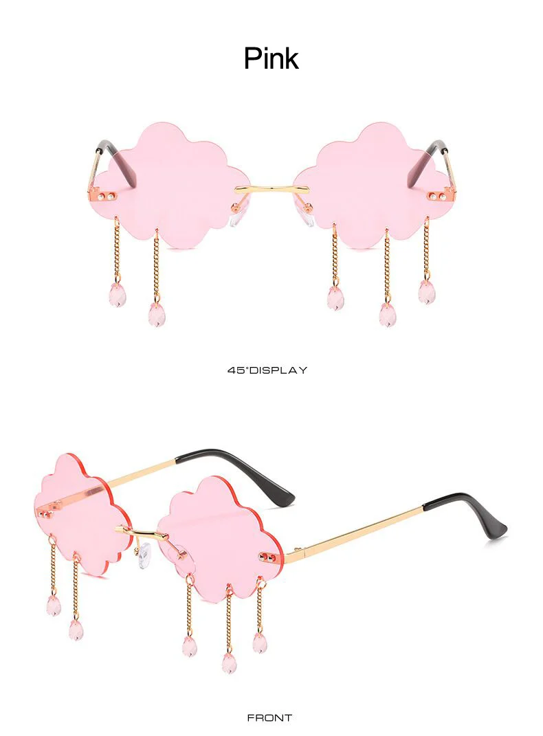 Vintage Rimless Sunglasses Woman Fashion Clouds Sun Glasses Female Retro Tassel Raindrop Trending Oculos De Sol Feminino_voghion.com