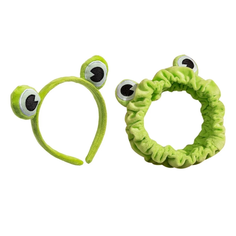 

Adult Kids Wash Face Makeup Headband Lovely Frog Eyes Elastic Stretchy Hair Hoop Soft Plush Wrapped Bandana Photo Props