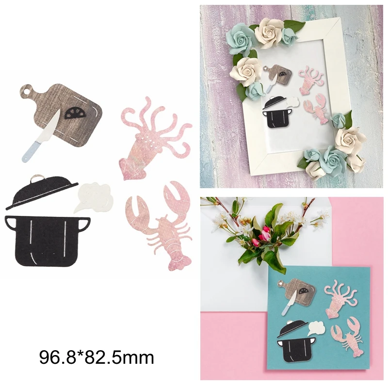 

Kitchenware Knife Lobster Squid Pot Metal Cutting Dies Die Cut New 2020 Scrapbook Craft Make Cards New Stencils DIY Album Photos