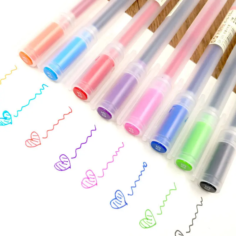 Creative12 개/로트 젤 펜, 컬러 잉크 마커 펜, 쓰기 문구, 일본 MUJI 펜 스타일, 학교 사무용품 선물, 0.5mm