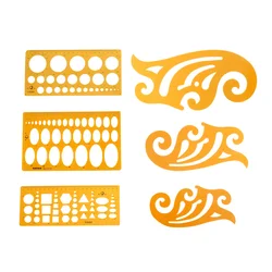 Ensemble de 6 règles de construction, outil de mesure, panneau de courbe, dessin animé, Design d'intérieur 