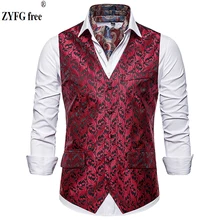 New arrival men smart casual Suit Vest coat mens Flower leaf embroidery pattern vest Single-breasted design suit vest plus size