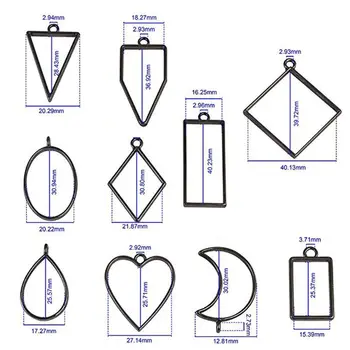 

50Pcs Assorted Geometric Hollow Frame Tray Pressed Flower Pendant Jewelry Making 40JF