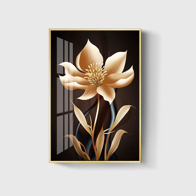 Abstract Black Golden Flower Luxury Poster Nordic Art Plant Leaf Canvas Painting Modern Wall Picture for Living Room Home Decor 19