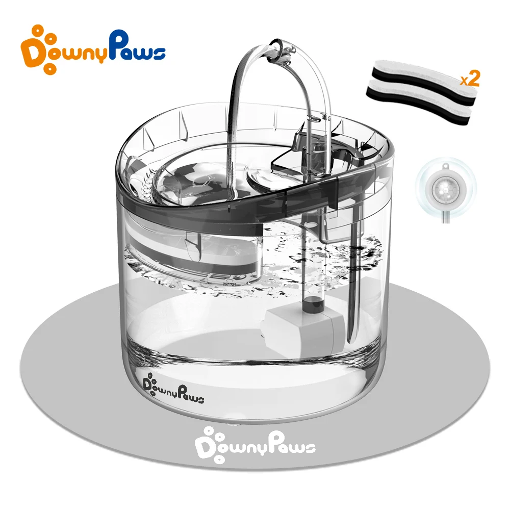 Прозрачный водный фонтан для кошек с фильтром 2л автоматический дозатор воды для собак кран поилки для кошек питательная чаша питатель