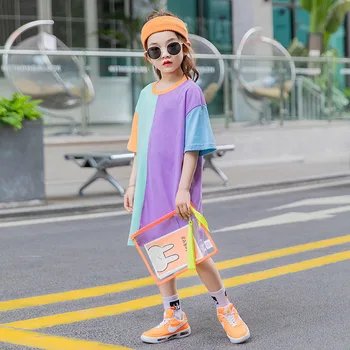 

Summer Toddler Girls Dress Asual Short Sleeve Stitching Kids Dresses for Girls 2020 Big Girls Clothing Dress 4 5 6 7 8 9 Years