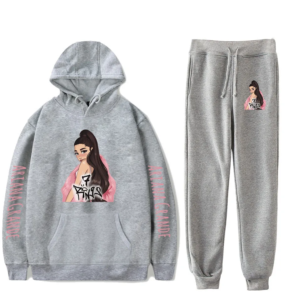Ariana Grande, комплект с капюшоном и брюками, мужские толстовки и спортивные штаны, повседневный комплект из двух предметов с капюшоном для мальчиков, мужская одежда размера плюс 4XL