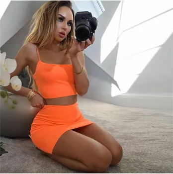 

Two piece set Summer Evening Party Club Clubwear Women Sexy Bodycon Crop Top Mini Skirt Set Ladies suit 2 piece set Streetwear