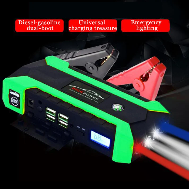 68800/89800mAh автомобильный скачок стартер USB светодиодный портативный Банк мощности Автомобильный аварийный усилитель аккумулятора зарядное устройство пусковое устройство - Цвет: 89800mAh Green
