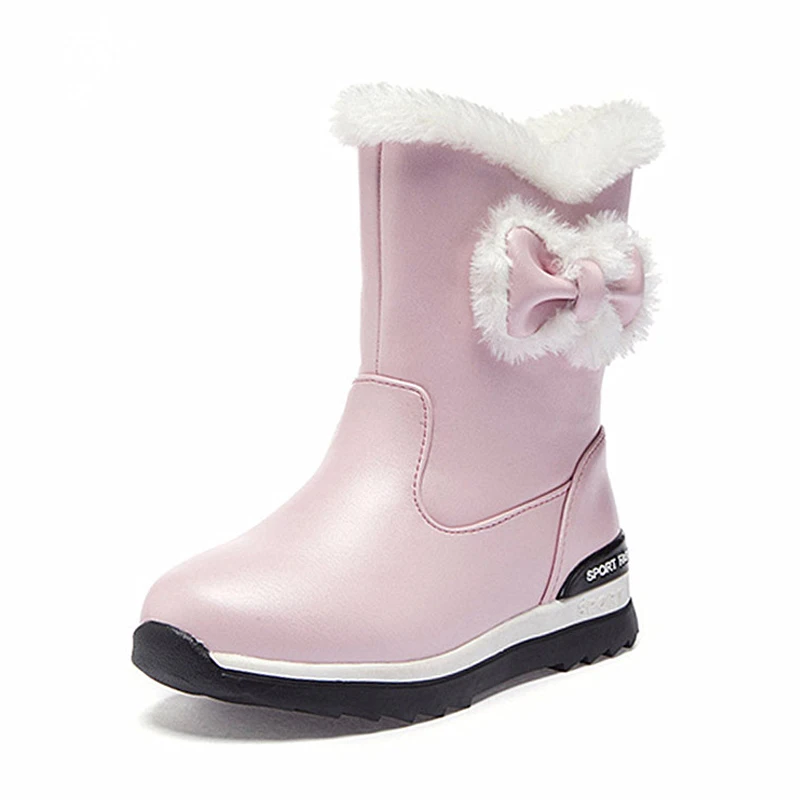 

Teenage Girls Boots Thick Wool Shoes Winter Kids Boots New Arrival Cute Bow Knot Girls Shoes Genuine Leather Princess High Boots