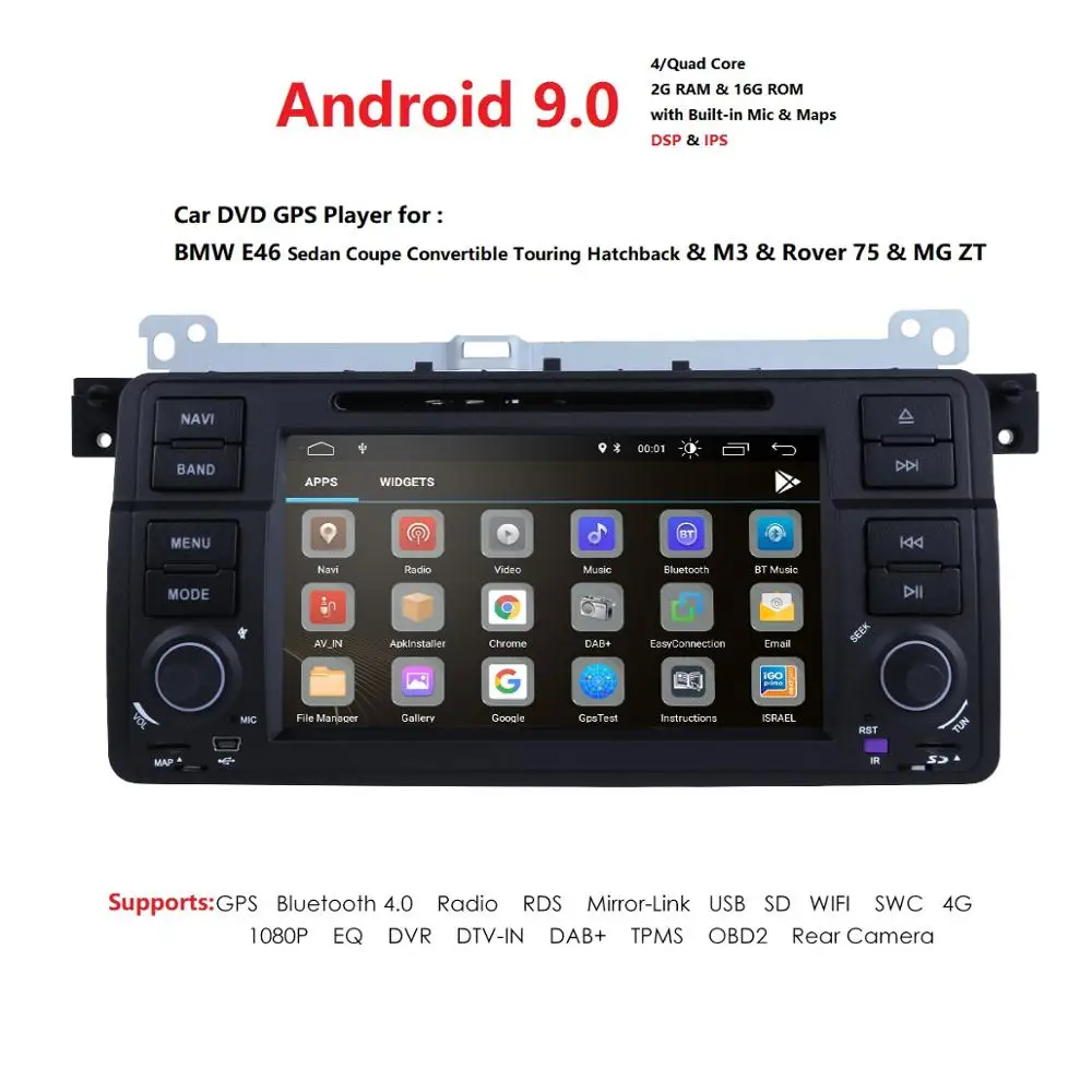 

1 Din Android 9.0 GPS Navigation For BMW E46 M3 Rover 75 Coupe 318/320/325/330/335 Car Radio Car DVD Player Stereo Wifi
