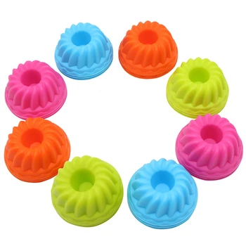

Hot 12pcs Silicone Cake Mold Round Shaped Muffin Cupcake Baking Molds Kitchen Cooking Bakeware Maker DIY Cake Decorating Tools