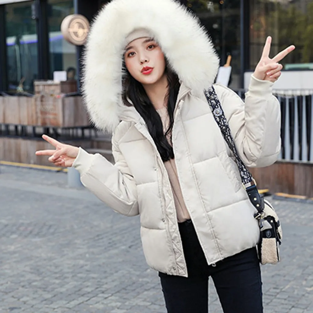 

2019 Cotton Parka Winter Women Jacket Fur Hooded Winter Warm Thick Short Parka Winter Coat Jacket Women