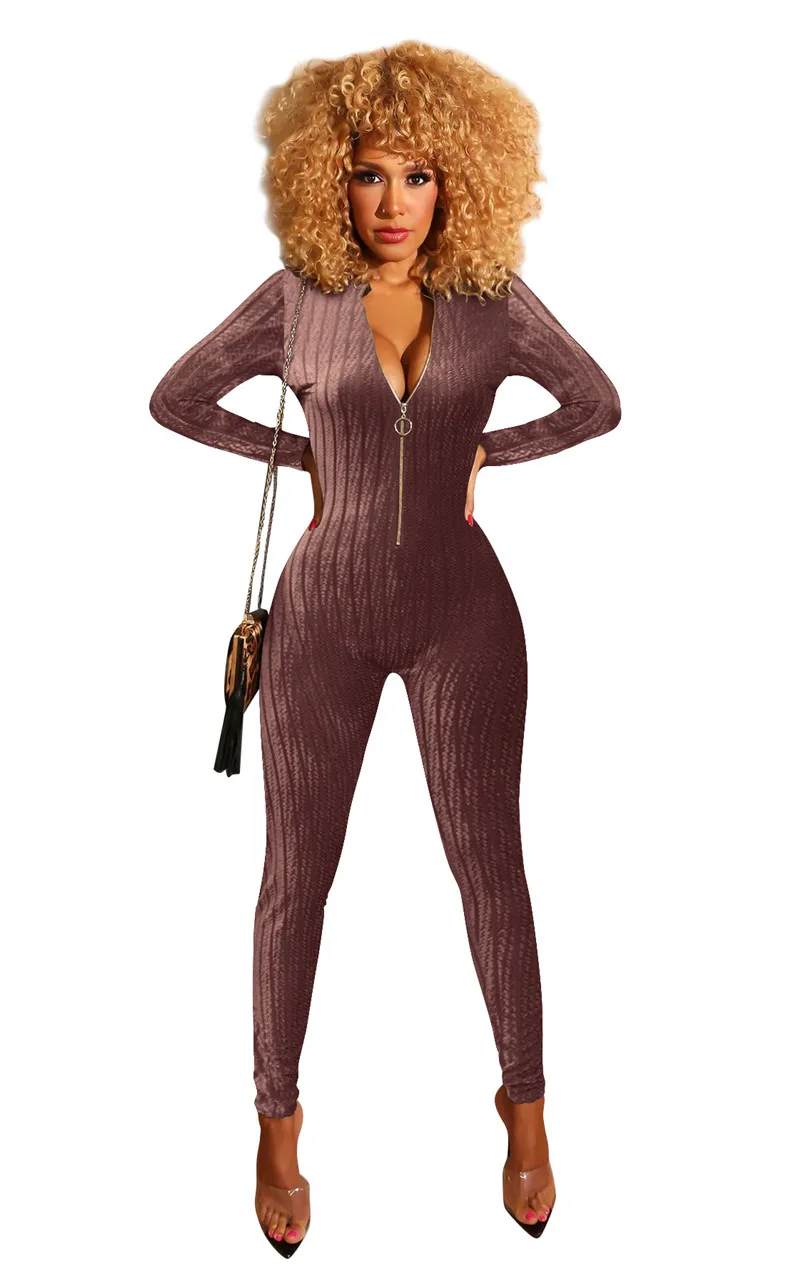 Sexy Striped Sheer Velvet Jumpsuit Overalls For Women Winter Long Sleeve One Piece Outfits Zipper Bodycon Rompers Club Bodysuits Jumpsuits Aliexpress