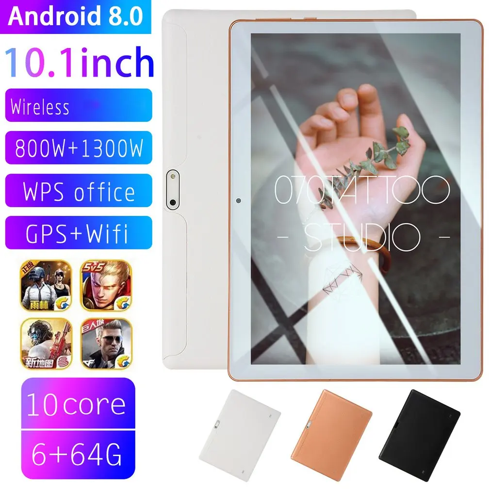 

10.1 Inch IPS Screen Android 8.0 Ten-core Tablet PC 6GB+64GB Dual SIM Card Slots 3G Phone Call With GPS FM