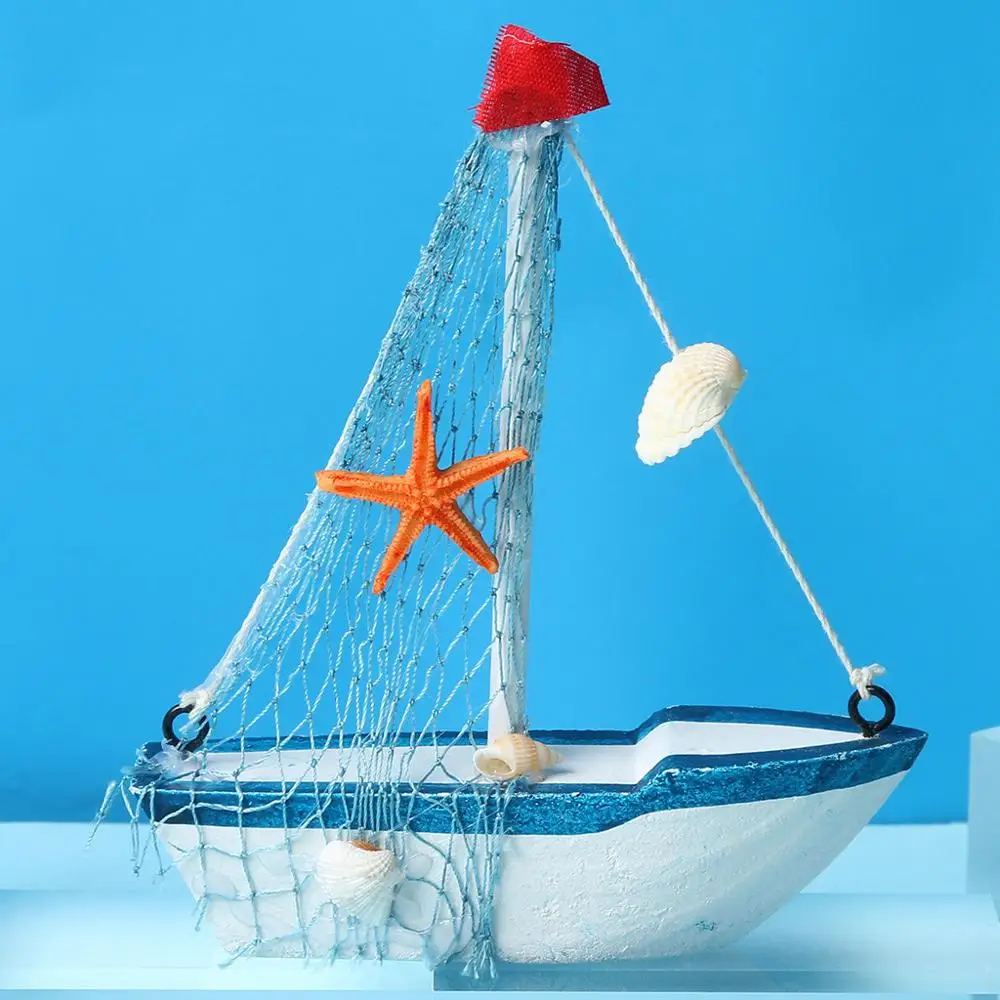 1 шт. Милая Мини модель парусной лодки домашний декор в морском стиле ткань модель парусника флаг настольное украшение изделия из дерева игрушка детский подарок CD - Цвет: C