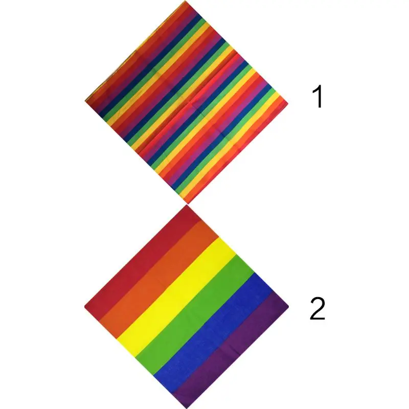Cycling Bandana Bandana Headscarf Cotton Bandana Multifunctional Bandana Festival Rainbow Colorful Seven Stripes 55x55CM Unisex Cotton Pocket Square Scarf Headband Bandana Gay Parade Wristband Neck Tie