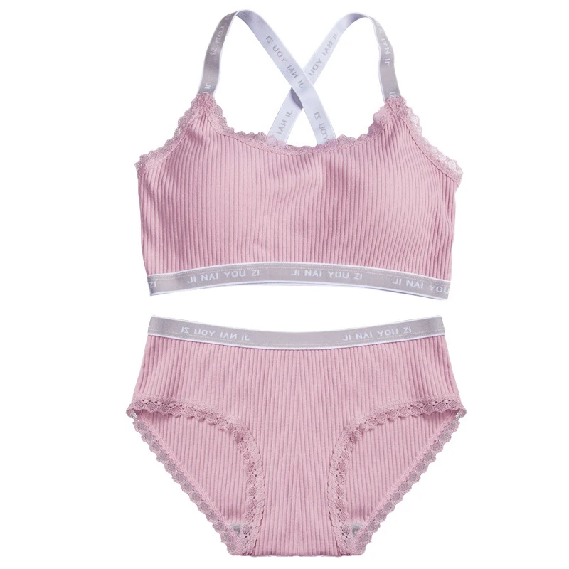 

New Bra Set for Training Girls Teens Bra Briefs Underwear Sets for Girls Women Lingerie Cotton Push Up Bra Panties Set