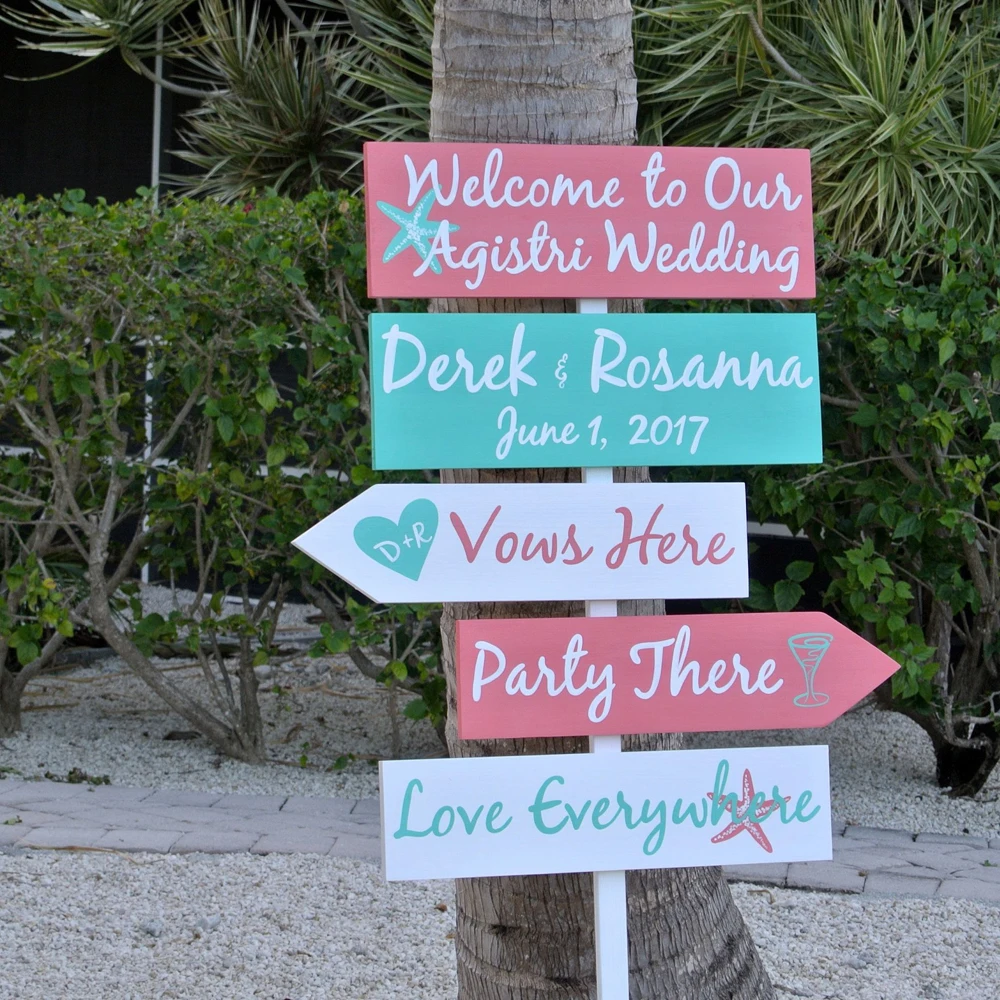 

Wedding Nautical Decor, Wood Arrow Personalized Names Decal Wedding Sign Custom Design Art