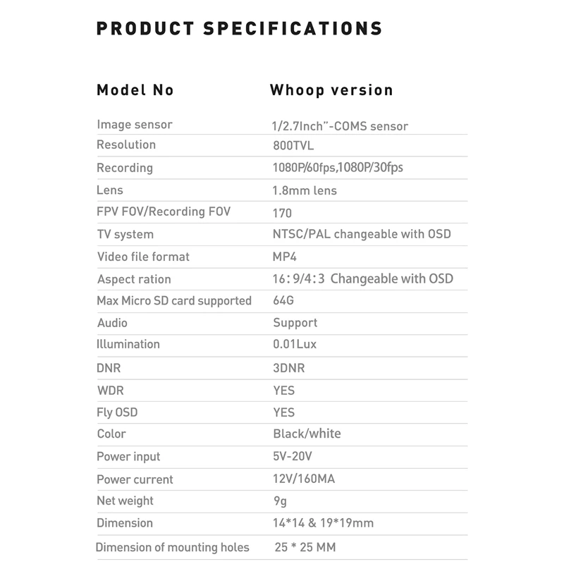  Caddx Baby Turtle(Whoop Version) Camera 1080P HD Lens 800TVL FPV Crossing Machine WDR Camera NTSC /