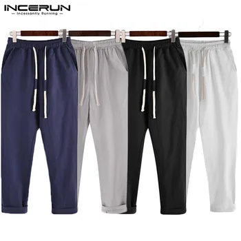 

INCERUN Men Pants Joggers Cotton Solid Fitness Pockets 2020 Casual Trousers Men Streetwear Drawstring Harajuku Pantalones Hombre