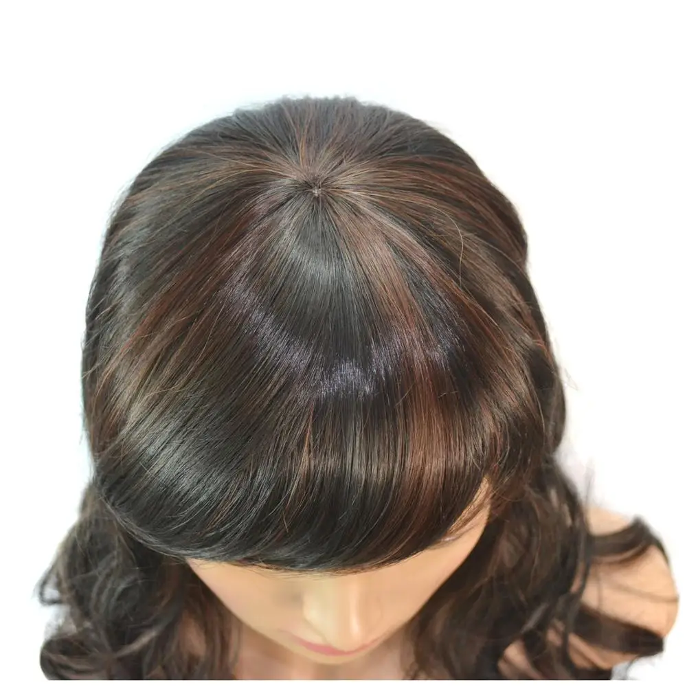 Long Water Wavy Synthetic Wigs Ombre Brown Middle Part Natural Hair Wigs For Women Cosplay Wigs Heat Resistant Fiber