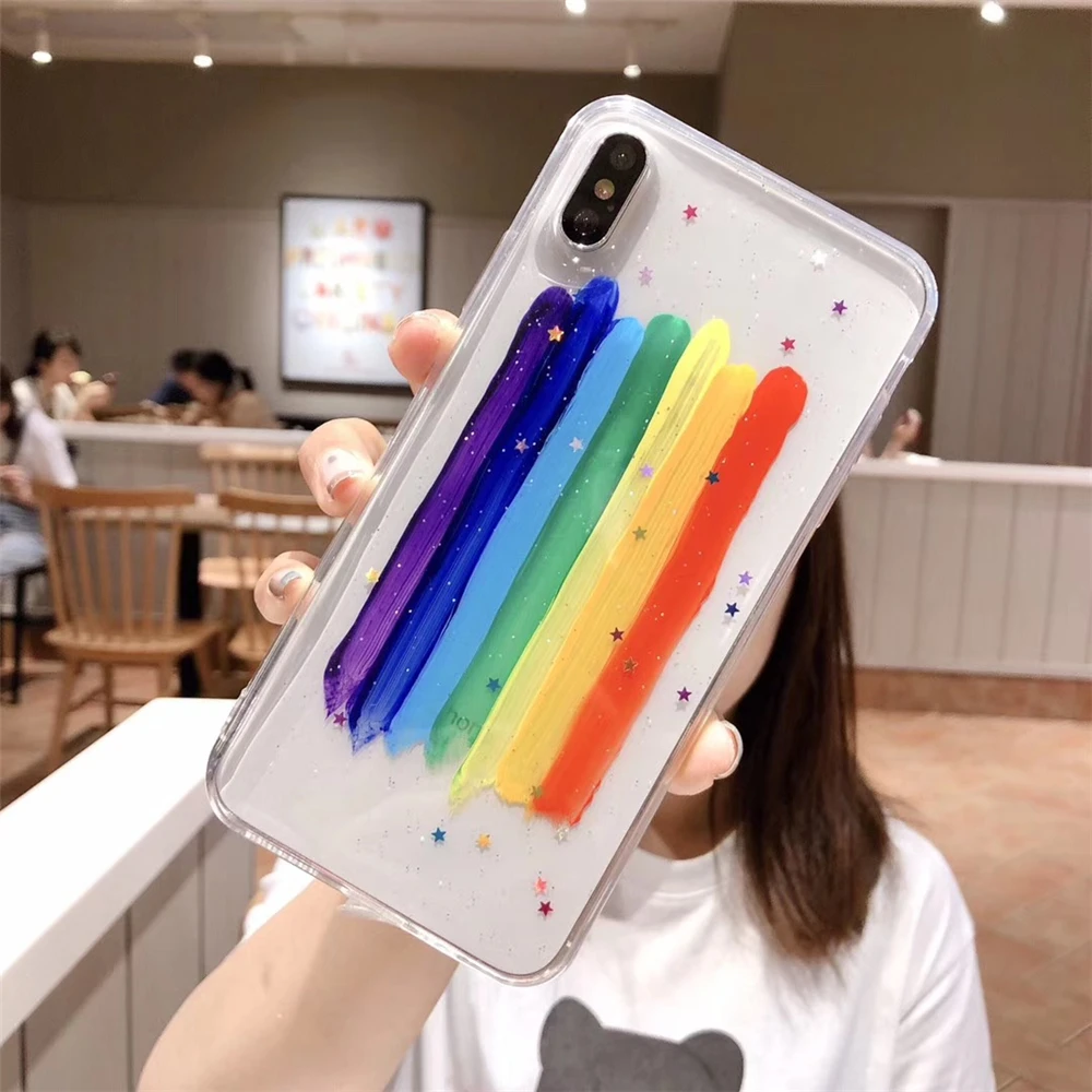 Qianliyao милый Радужный чехол для телефона с акварелью iPhone X XR XS Max 8 7 6s 6 plus чехлы
