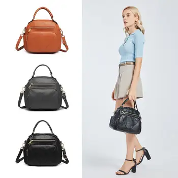 

Miss Lulu Women Bowler Style Shoulder Bag Multi-pocket crossbody bag PU Multifunctional handbag