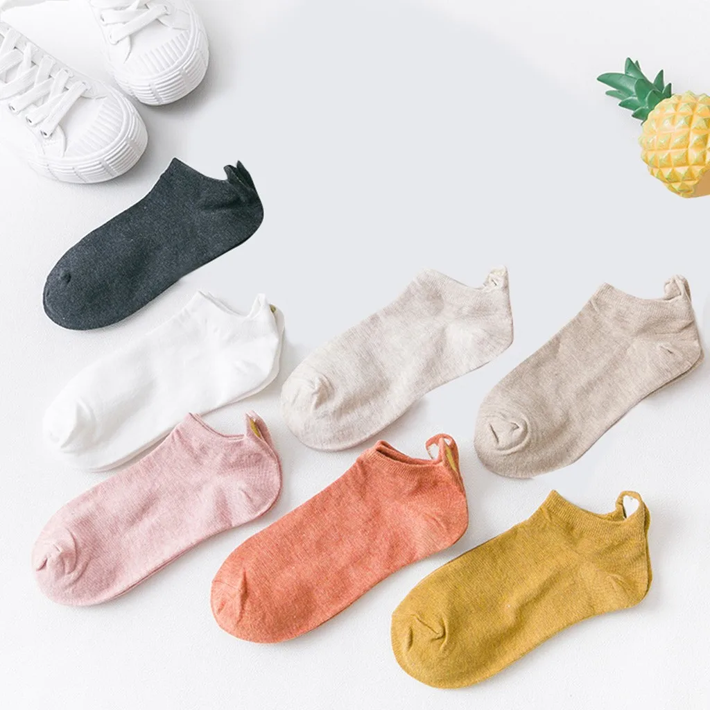 Женские модные однотонные носки мягкие теплые с вышивкой в виде сердца башмачки