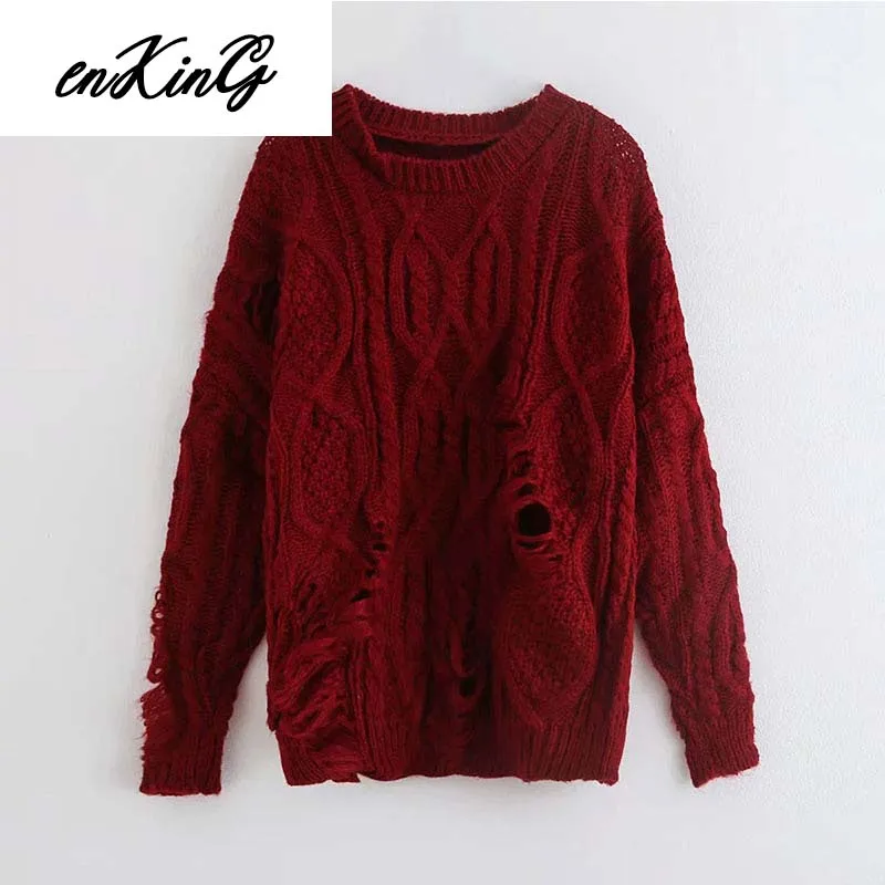 Sweater Women Knitted O Neck Sweater Women 4 Colours Red Black Sweaters Female Long Sleeve Women Autumn Winter Pullover Sweater