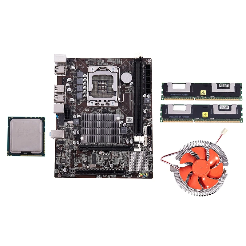 

X58 Motherboard CPU RAM Combo LGA1366 Maindboard with Intel X5650 & 2-Ch 8G RAM ECC with Cooler