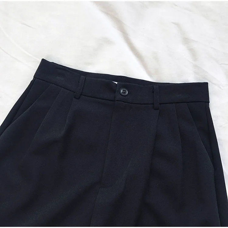 Unua amo Summer Black Suit Shorts Women Korean Style Casual Fashion Knee Length Wide Leg High Waist Shorts Female cotton shorts