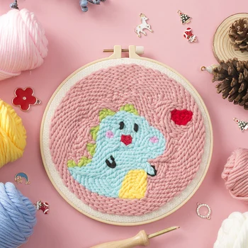 

DIY Easy Punch Needle Unicorn Embroidery Kit with Hoop Punch Needle Cross Stitch Set for Beginner Handmade Craft Home Decor