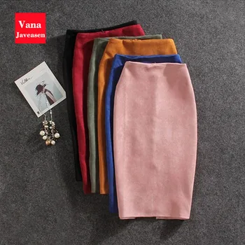 

Vana Javeasen Office Lady Skirt Womens Spring And Summer Female Slim Bag Hip Skirts Rear Split Solid Empire Pencil jupe femme