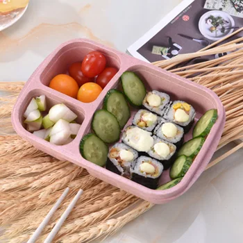 

Wheat Straw 3 Compartment Meal Storage Food Prep Microwave Bento Lunch Box Food Container Storage Box for Kids Adult Picnic FP8