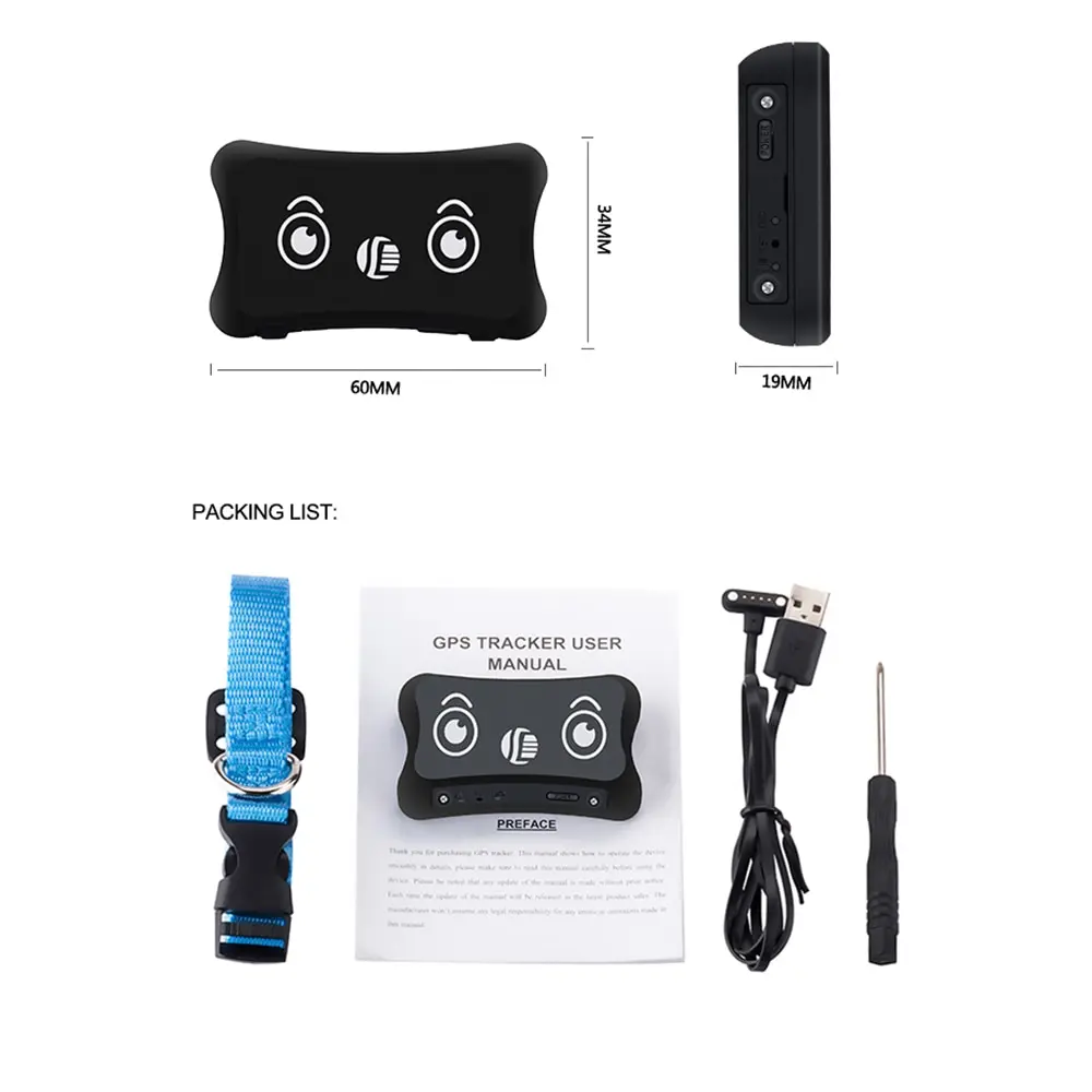 

Pet GPS Tracker Dog Activity Monitor for Android/IOS Phone Waterproof Adjustable Collar for Dogs Pets For Tesla Model 3 Bmw Ford