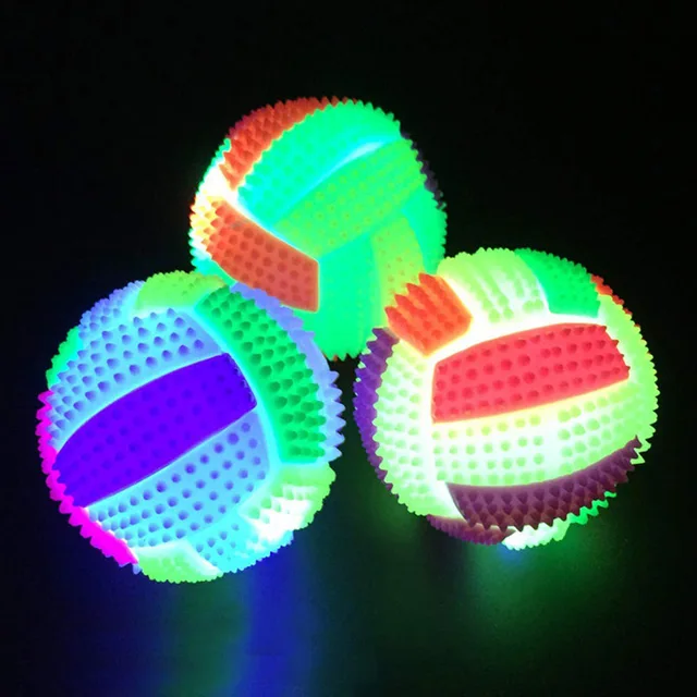 Spiky Massage Ball Dog Chew Bouncy Ball Soccer Ball Shaped with Flashing LED Light for Children Pet Toy 1