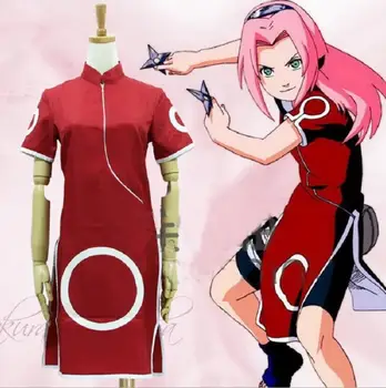 

Women Anime Naruto Cosplay Haruno Sakura 1st Generation Cheongsam Dress Costume 2nd Generation Clothing Set for Girl