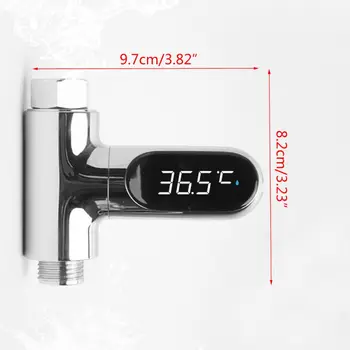 

LED Display Water Flow Temperature Meter Monitor Electricity Shower Thermometer D08F