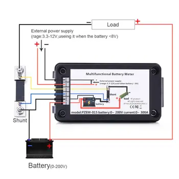 

LCD DC Battery Monitor Meter 0V-200V Voltmeter Ammeter For Cars RV Solar Useful