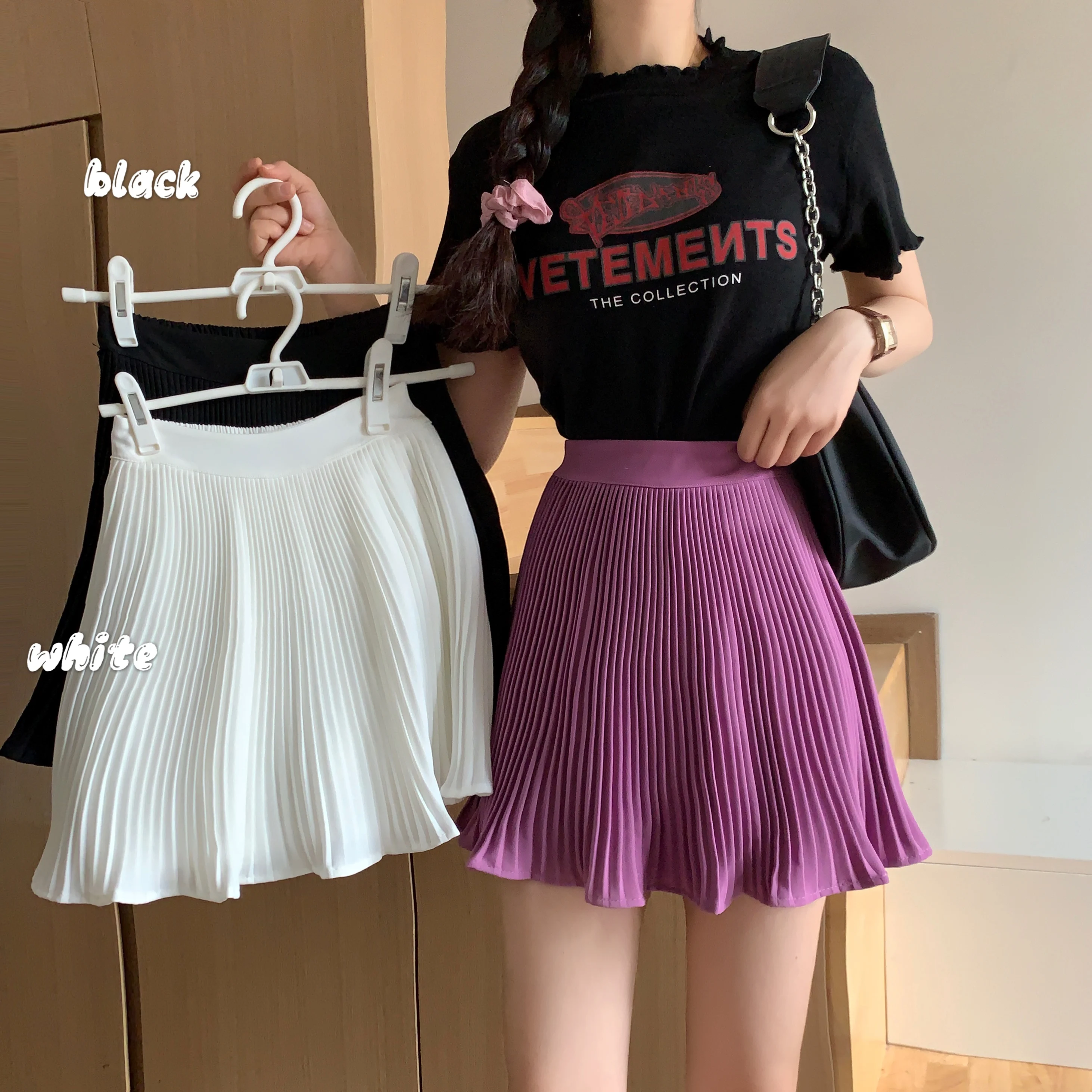Falda plisada retro de cintura alta para mujer, estilo universitario