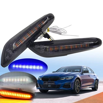 

2019 New 2PCS LED Car Turn Signal Lights Leaf Design Side Board Flowing Steering blue/ Yellow Light for BMW E90 E91 E92 E93