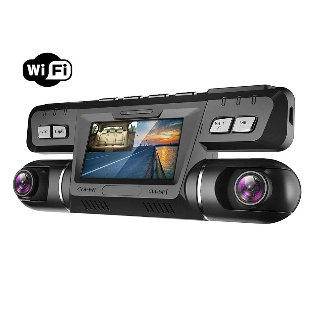 Black color Видеорегистратор B80, Wi-Fi, 4 K, двойная, 1080 P, передняя и внутренняя камера, двойной объектив, видеорегистратор, двойная камера, Wi-Fi, для автомобилей, грузовиков, такси - Название цвета: Black color