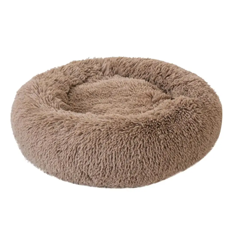 Khaki Круглые кровати для домашних животных собака Кот Щенок Подушка Питомник Гнездо дышащий лежак диван зима теплый уютный длинный плюшевый супер кровать для кошек C - Цвет: Khaki