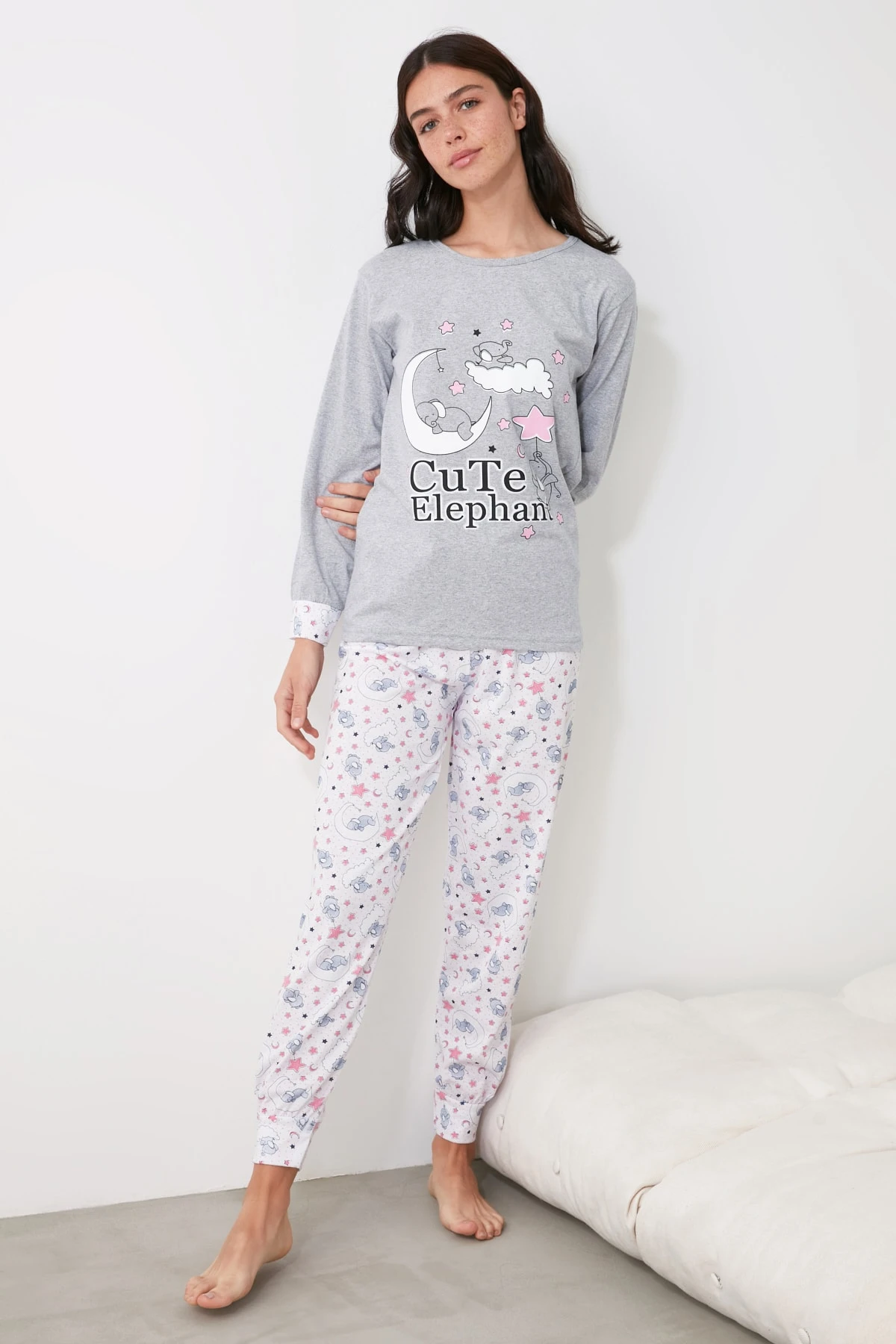 short Philadelphia author Trendyol Cloud Printed Knitted Pajamas Set THMAW21PT0892|Men's Pajama Sets|  - AliExpress