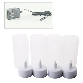 

12 Bases Led Tealight Flameless Rechargeable Home Decorative Simulation Candle Flickering Electronic Wedding