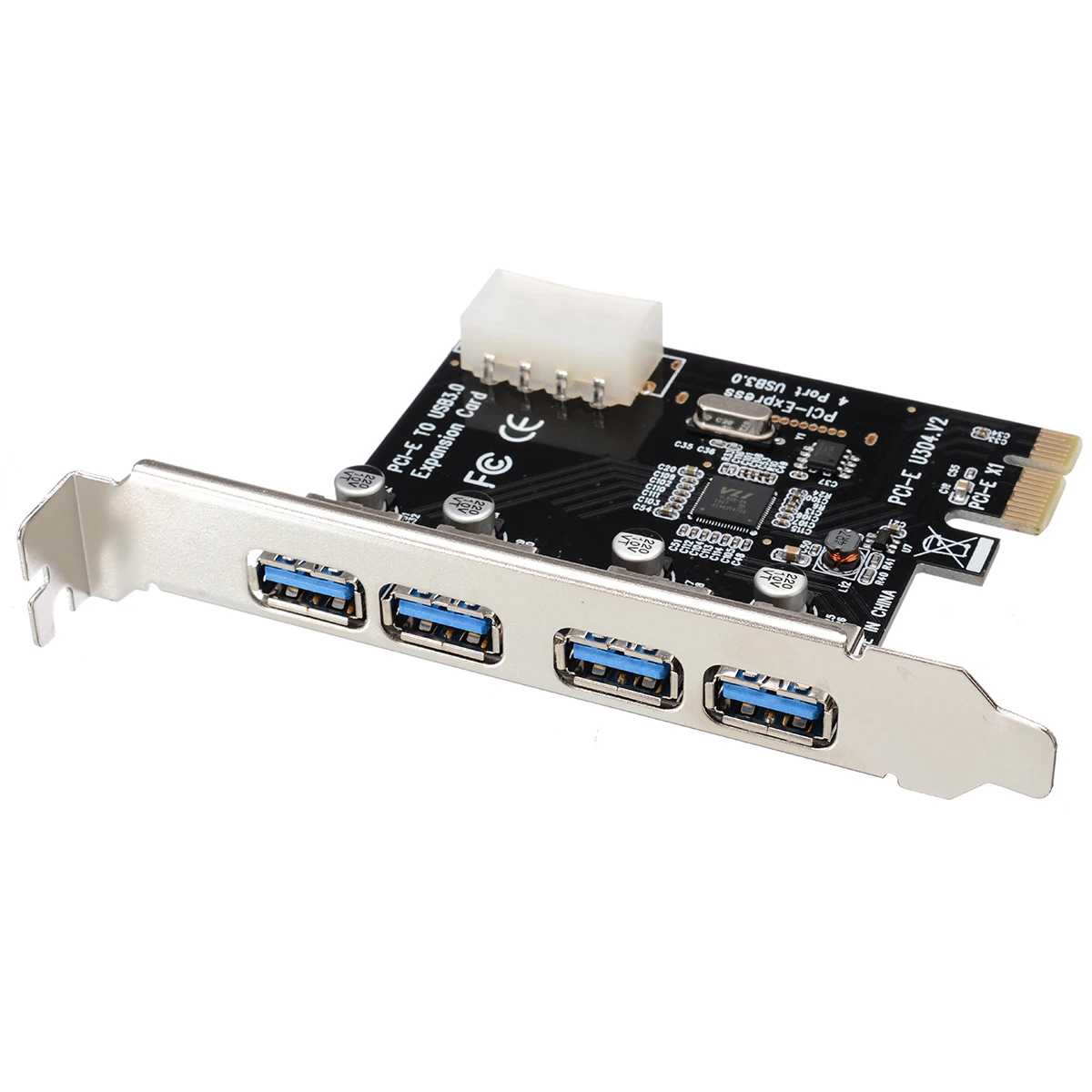 4 Port PCI-E Adapters High Quality PCI-E to USB 3.0 HUB PCI Express Expansion Card Adapter 5 Gbps Speed 4-pin Power Connector