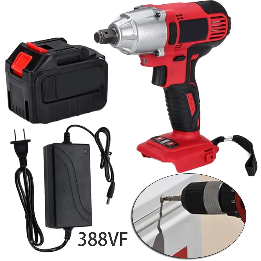 

1*Impact Wrench 21V 1/2in Cordless Electric Waterproof Impact Wrench With LED Work Light+Battery New Arrival