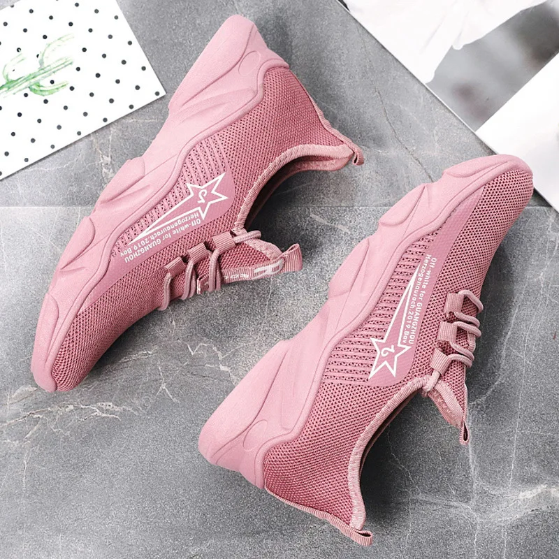 

2019 Autumn a Breathable Flying Woven Shoes New Style Women's Tennis Low Top Adult Versatile Lace-up Shoes STUDENT'S Shoes