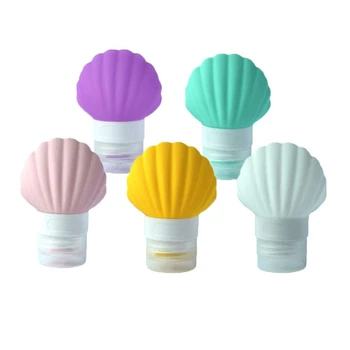 

5 Pack Sea-Shell Silicone Travel-Bottles For Shampoo Conditioner Lotion - Portable Travel Liquid Container (90Ml)